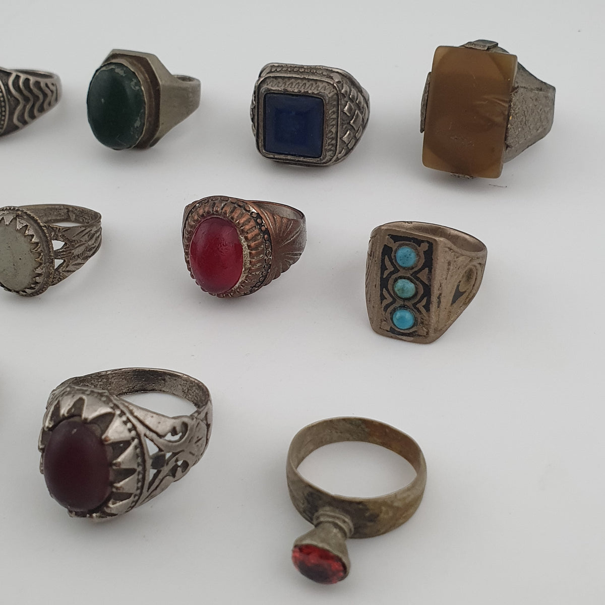 15 Lot Of Brass Rings Rustic Antique Collectible Jewellery