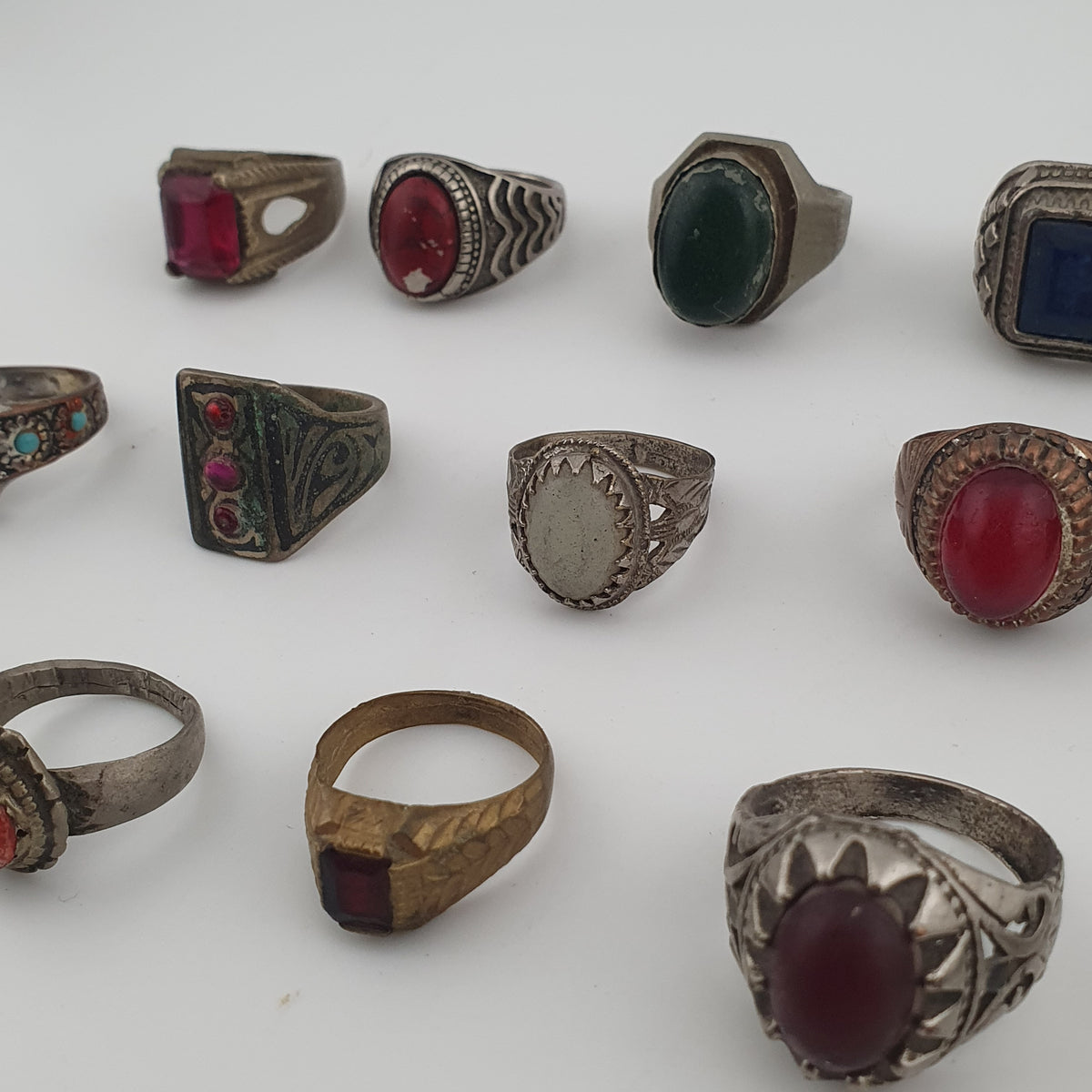 15 Lot Of Brass Rings Rustic Antique Collectible Jewellery