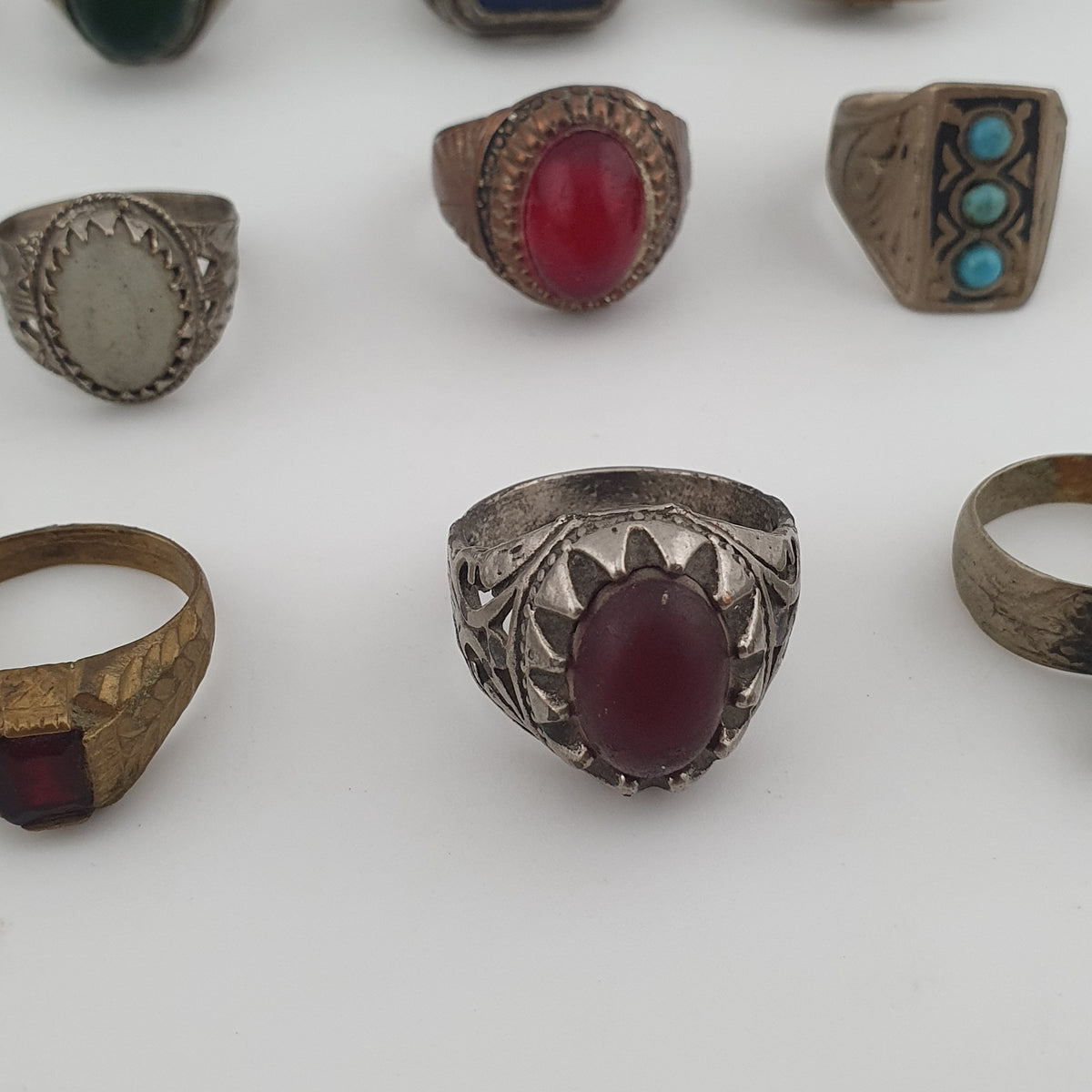 15 Lot Of Brass Rings Rustic Antique Collectible Jewellery
