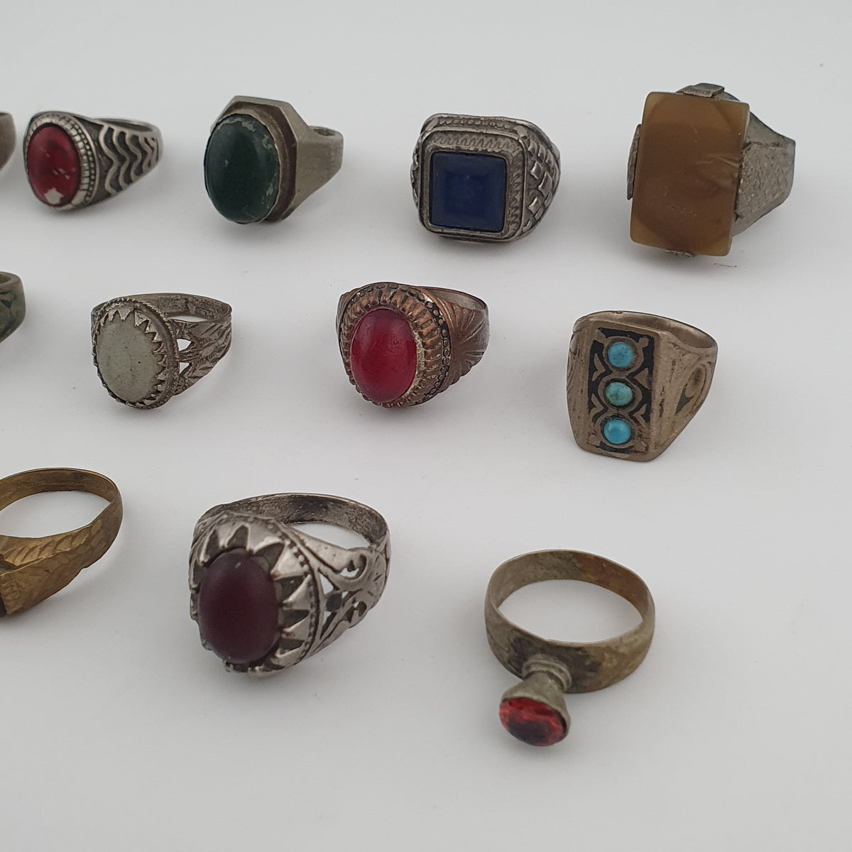 15 Lot Of Brass Rings Rustic Antique Collectible Jewellery