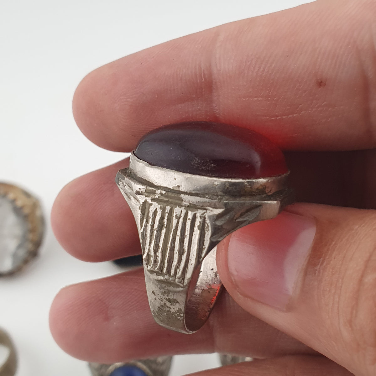 Antique Rings Lot 15 Mixed Brass, Stone & Glass Rings