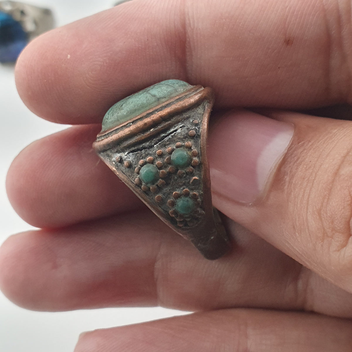 Antique Ring Lot 15 Mixed Brass, Stone & Glass Rings