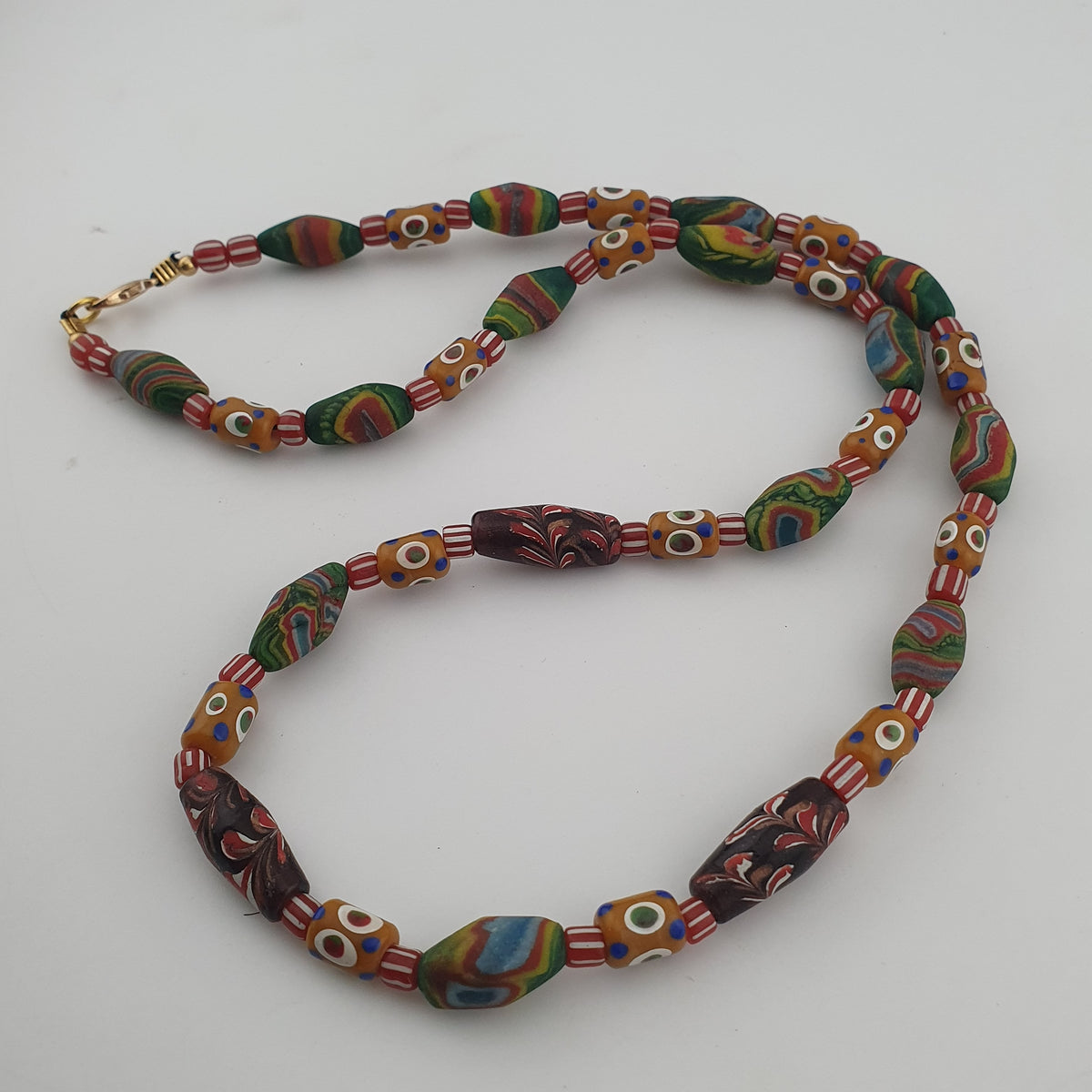 Vintage venetian Style Mix Gabri Eyes & Floral Glass Beads Necklace