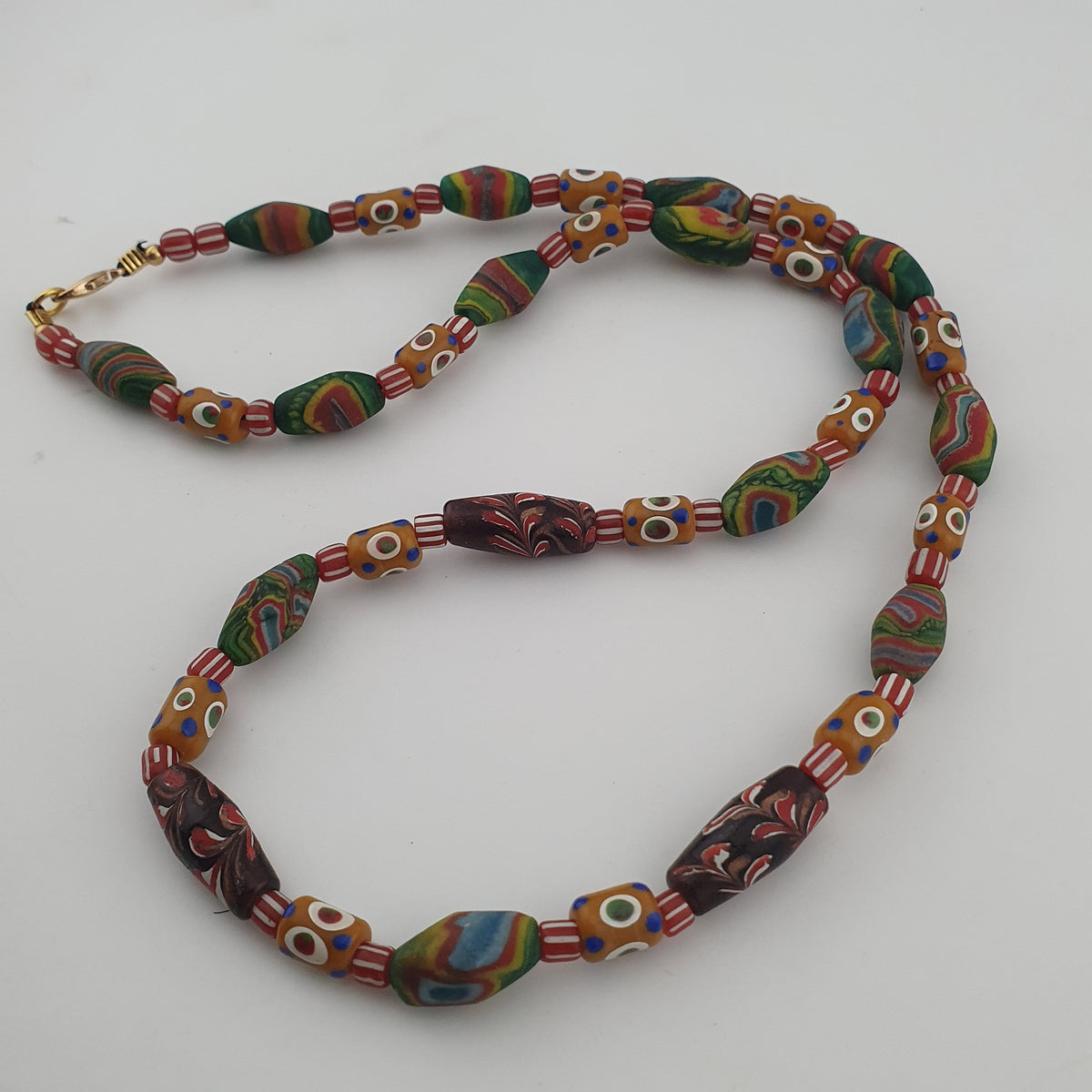 Vintage venetian Style Mix Gabri Eyes & Floral Glass Beads Necklace
