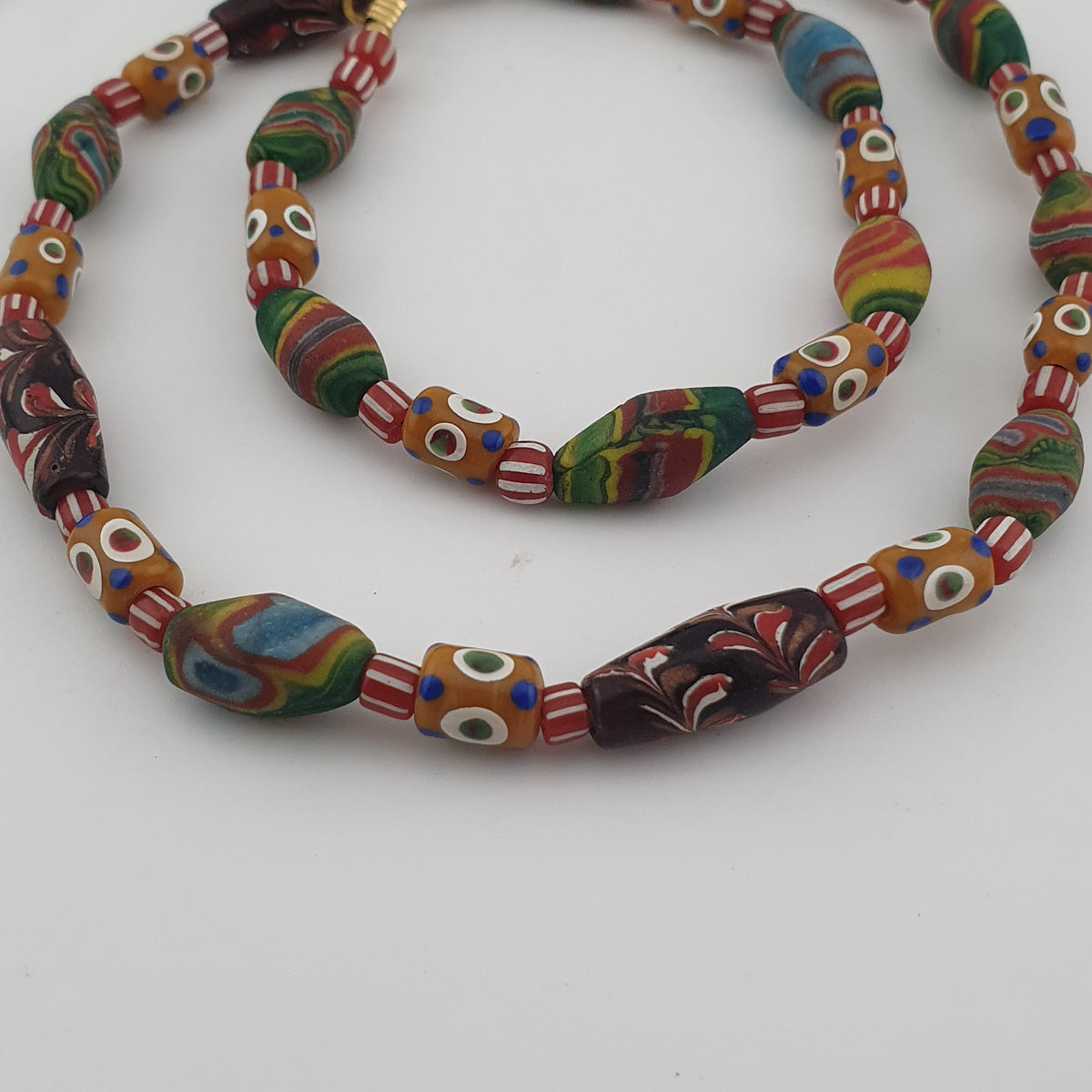 Vintage venetian Style Mix Gabri Eyes & Floral Glass Beads Necklace
