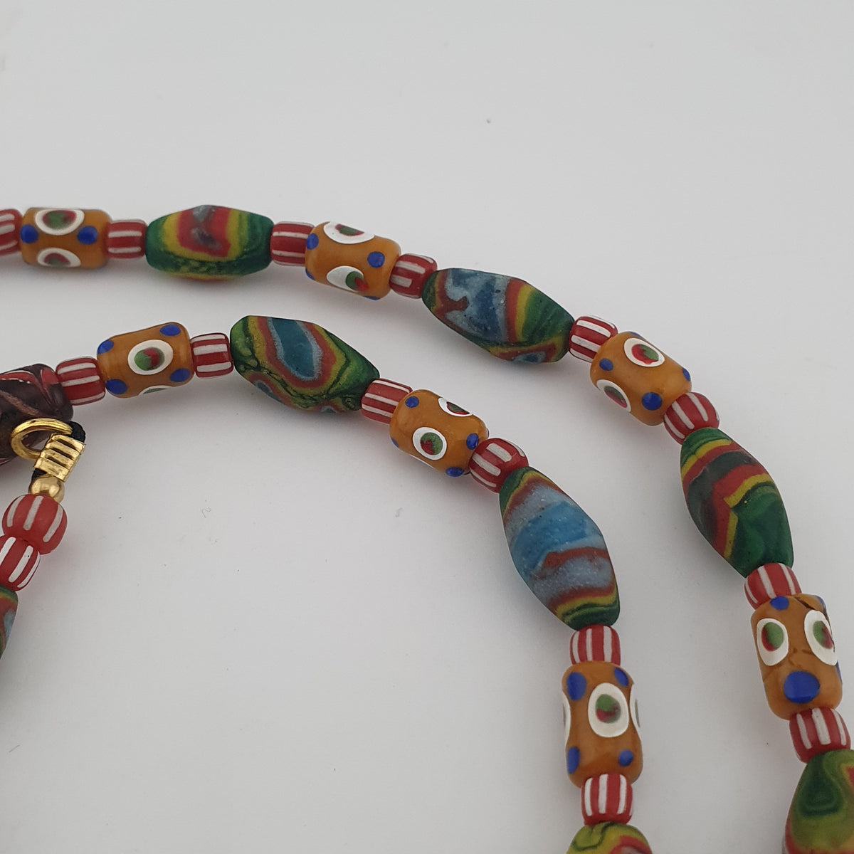 Vintage venetian Style Mix Gabri Eyes & Floral Glass Beads Necklace