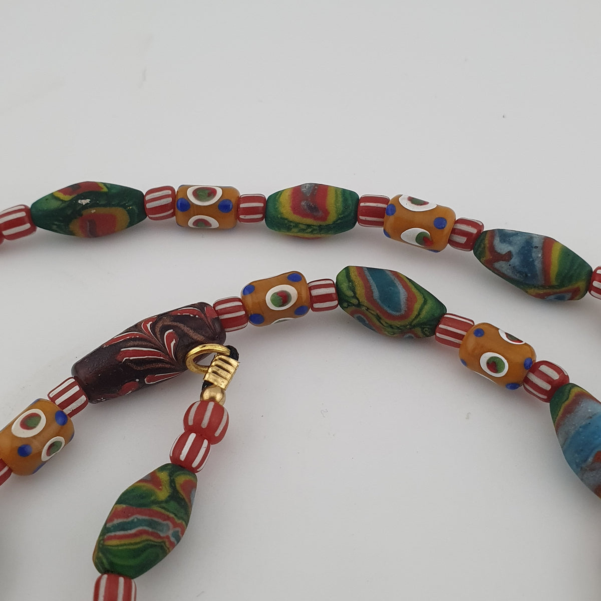 Vintage venetian Style Mix Gabri Eyes & Floral Glass Beads Necklace