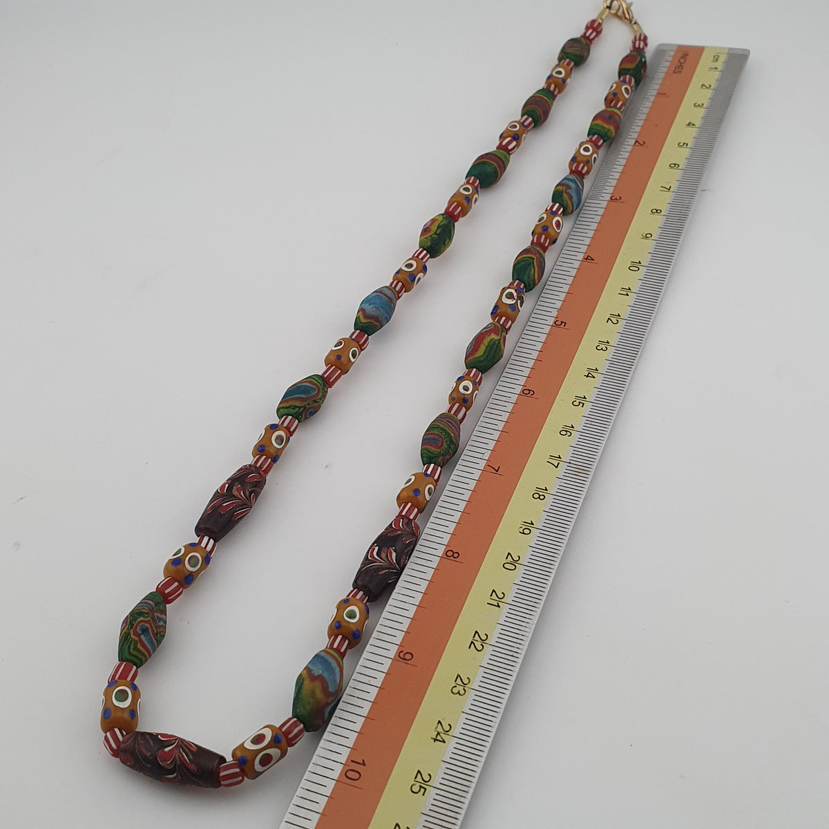 Vintage venetian Style Mix Gabri Eyes & Floral Glass Beads Necklace