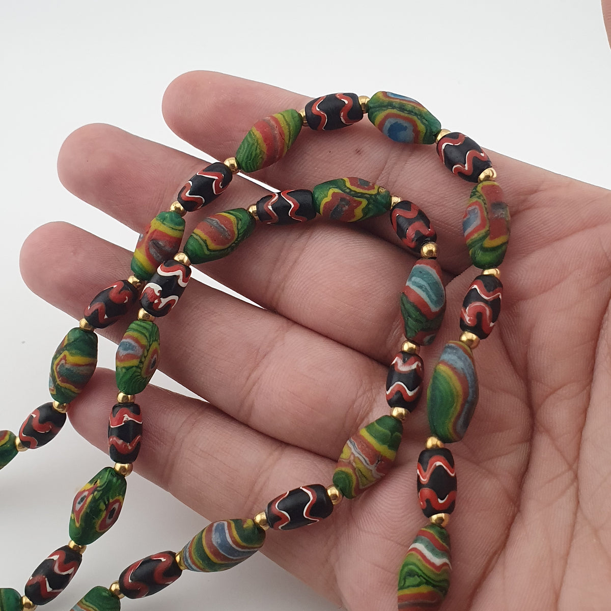 Vintage Venetian Style Tiny Gabri Eyes Glass Beads Necklace