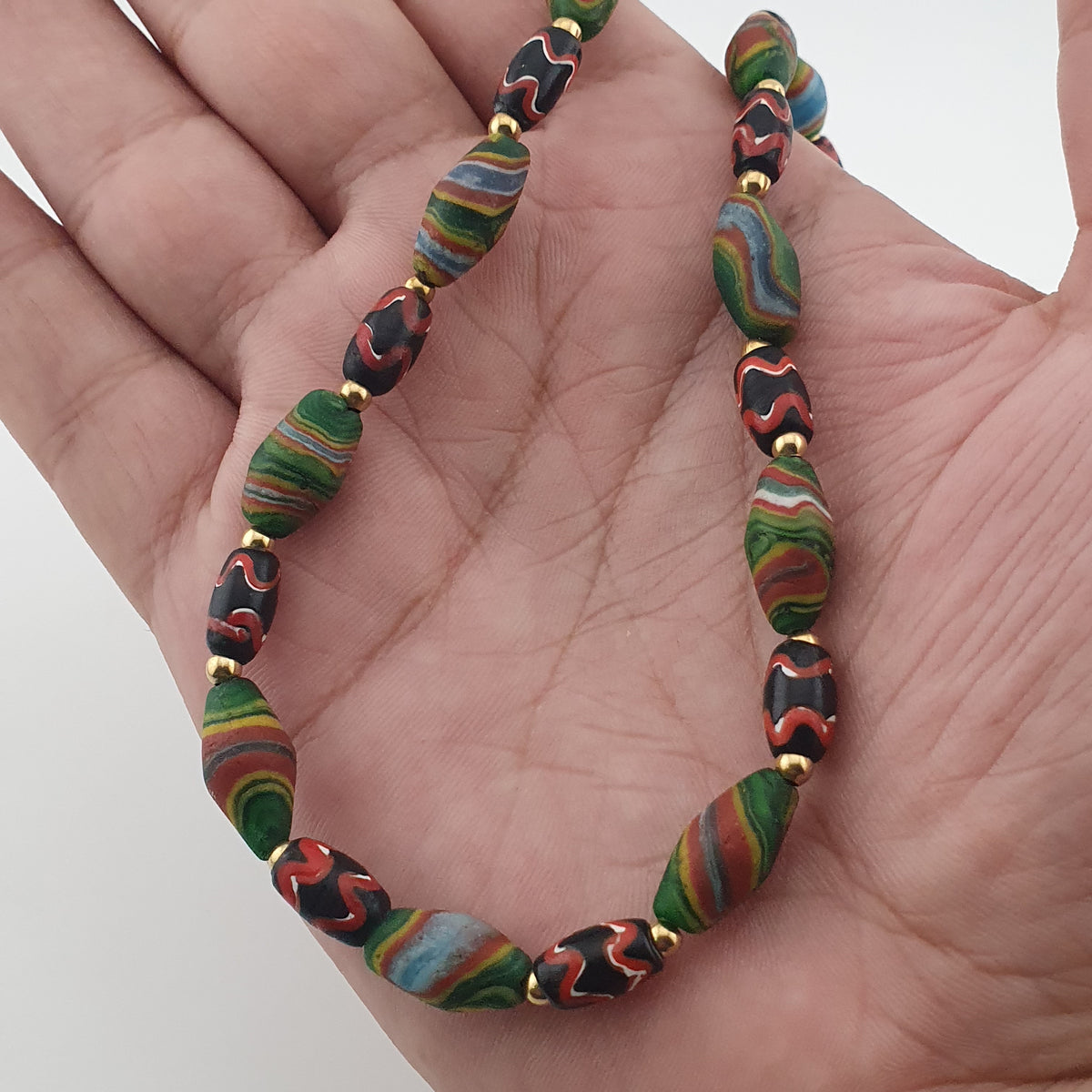 Vintage Venetian Style Tiny Gabri Eyes Glass Beads Necklace