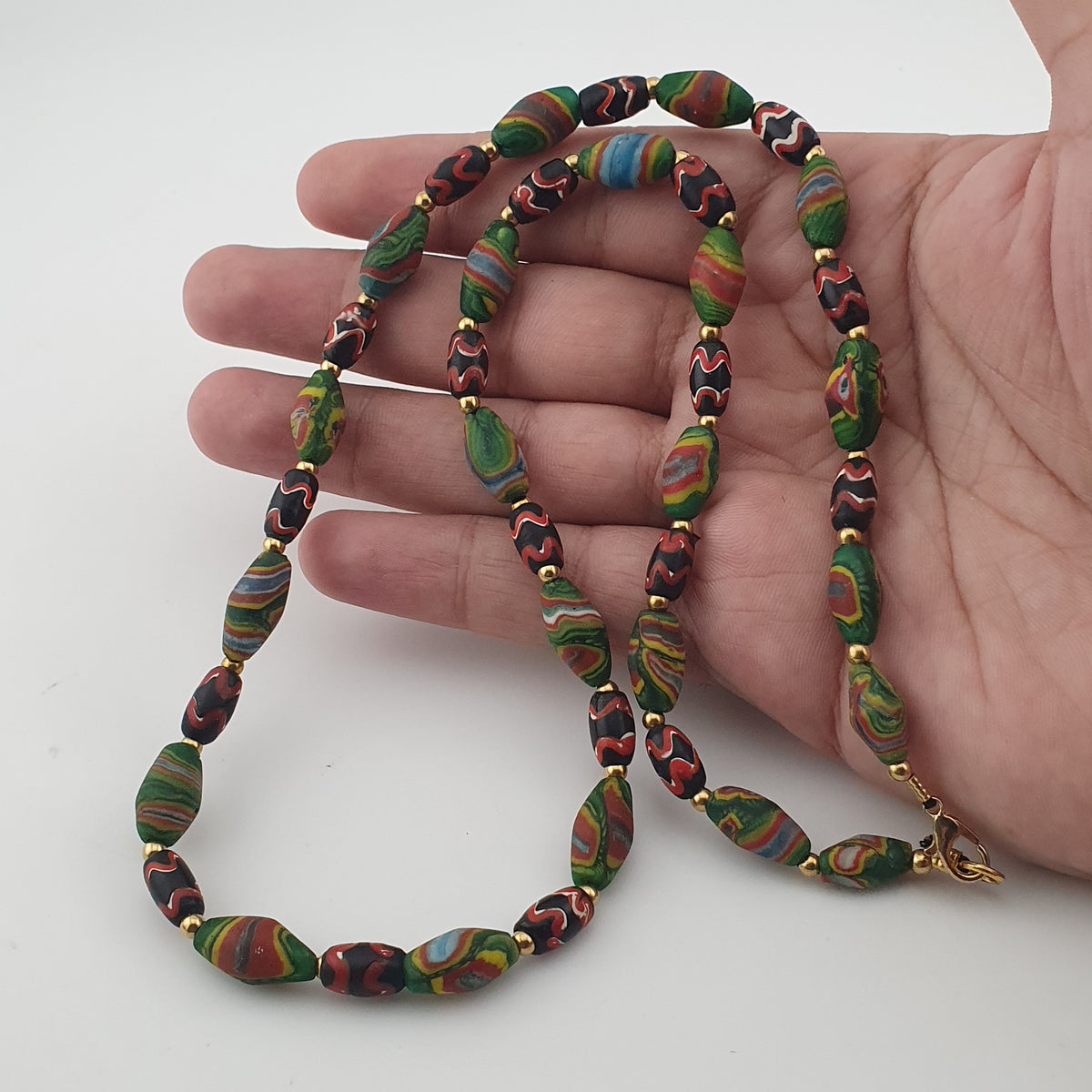 Vintage Venetian Style Tiny Gabri Eyes Glass Beads Necklace