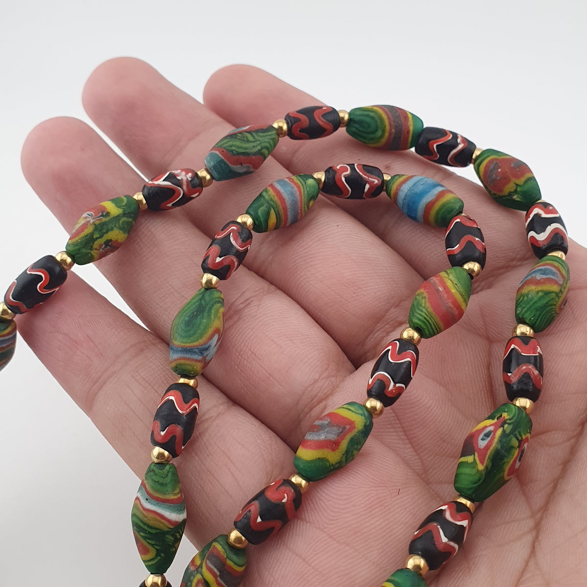 Vintage Venetian Style Tiny Gabri Eyes Glass Beads Necklace