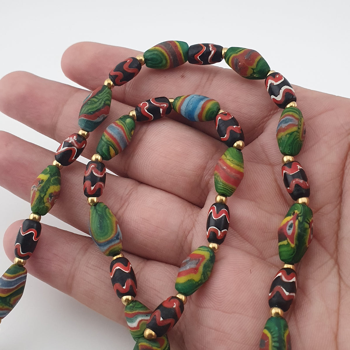 Vintage Venetian Style Tiny Gabri Eyes Glass Beads Necklace