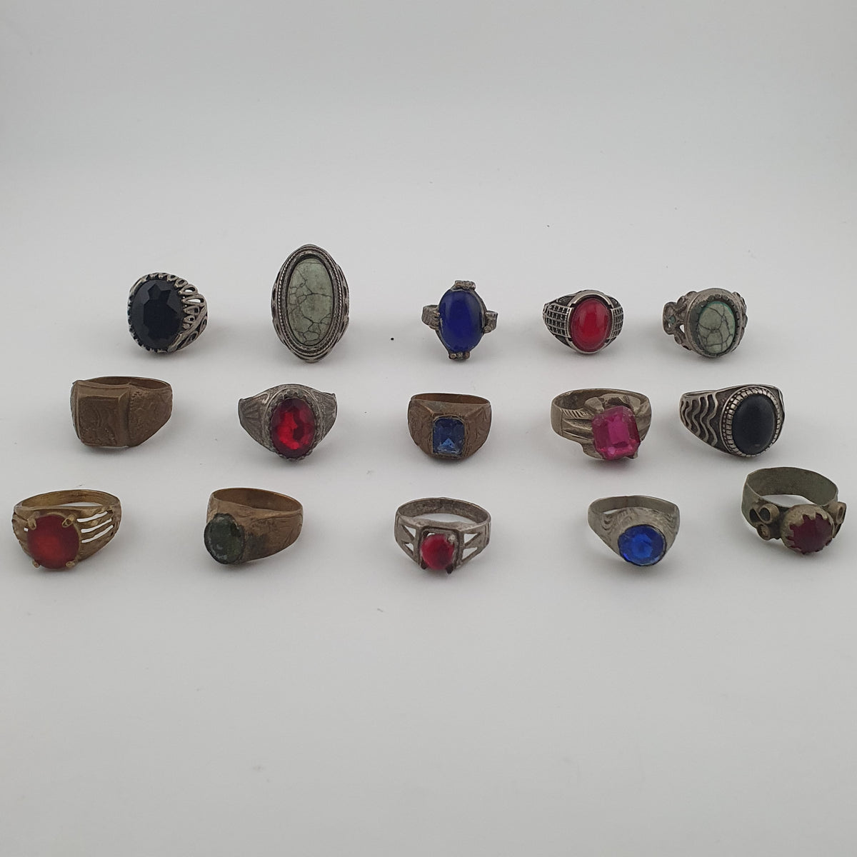 Antique Mix Rings Treasure 15 Assorted Brass Designs