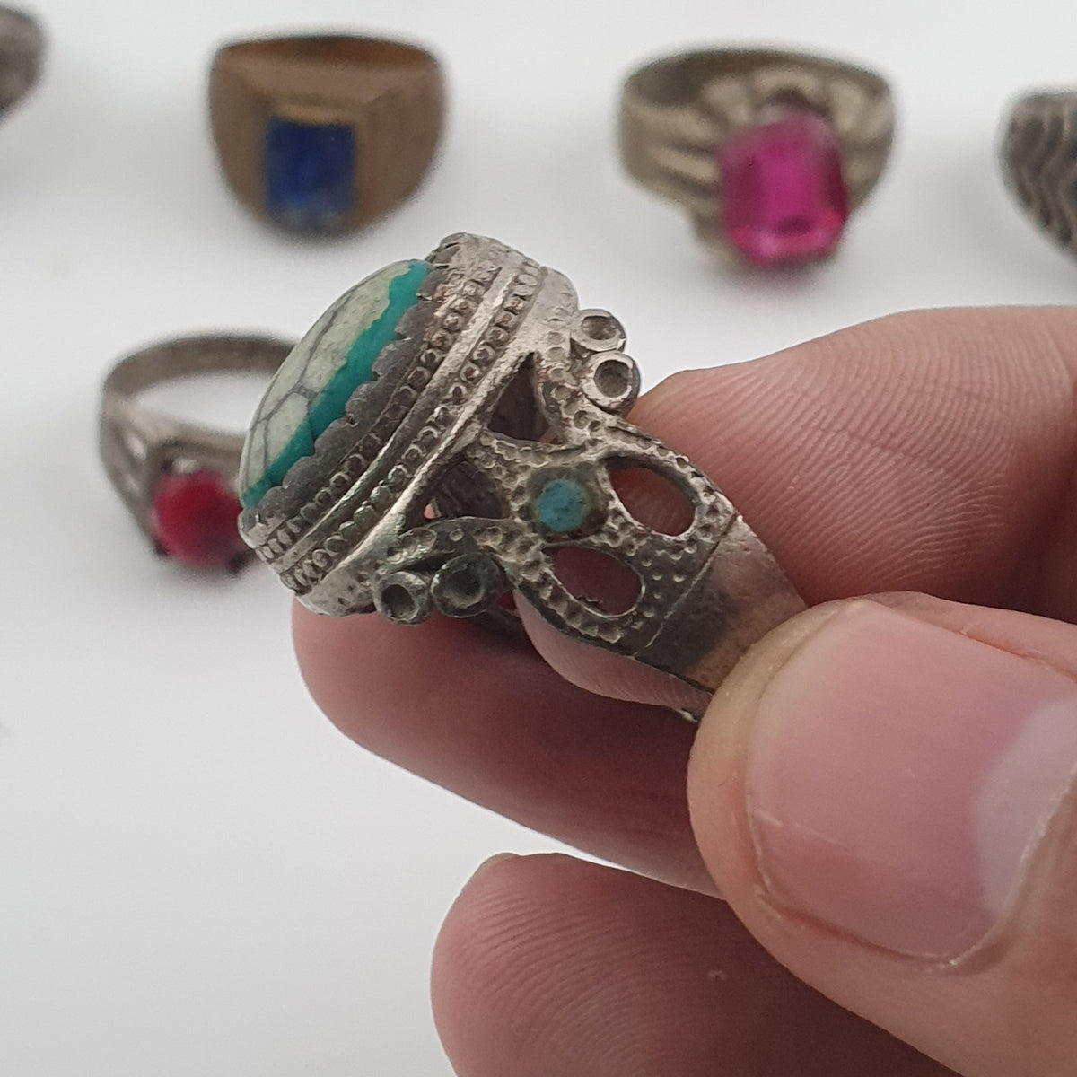 Antique Mix Rings Treasure 15 Assorted Brass Designs