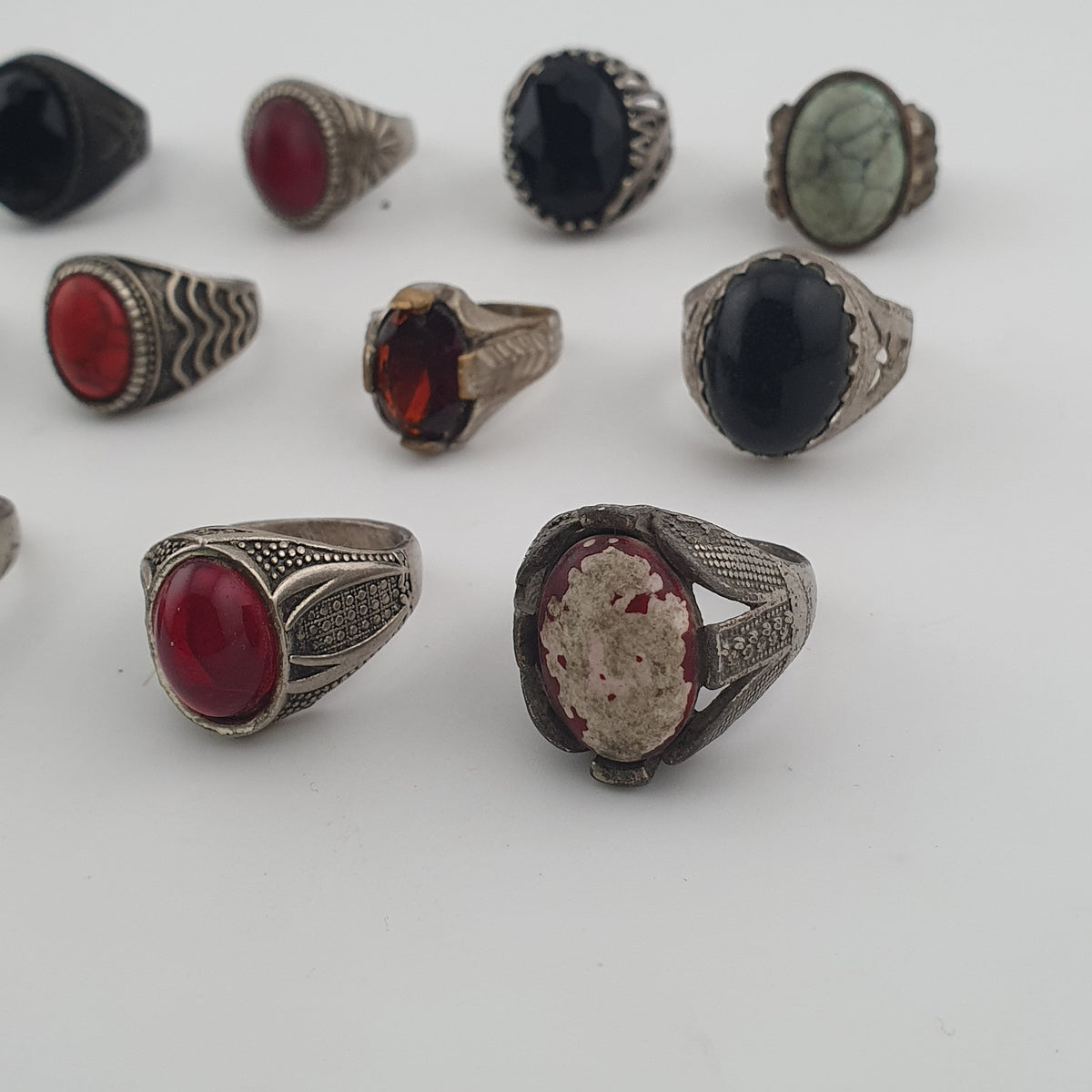 15 Boho Antique Rings Mixed Brass, Glass & Stone Designs