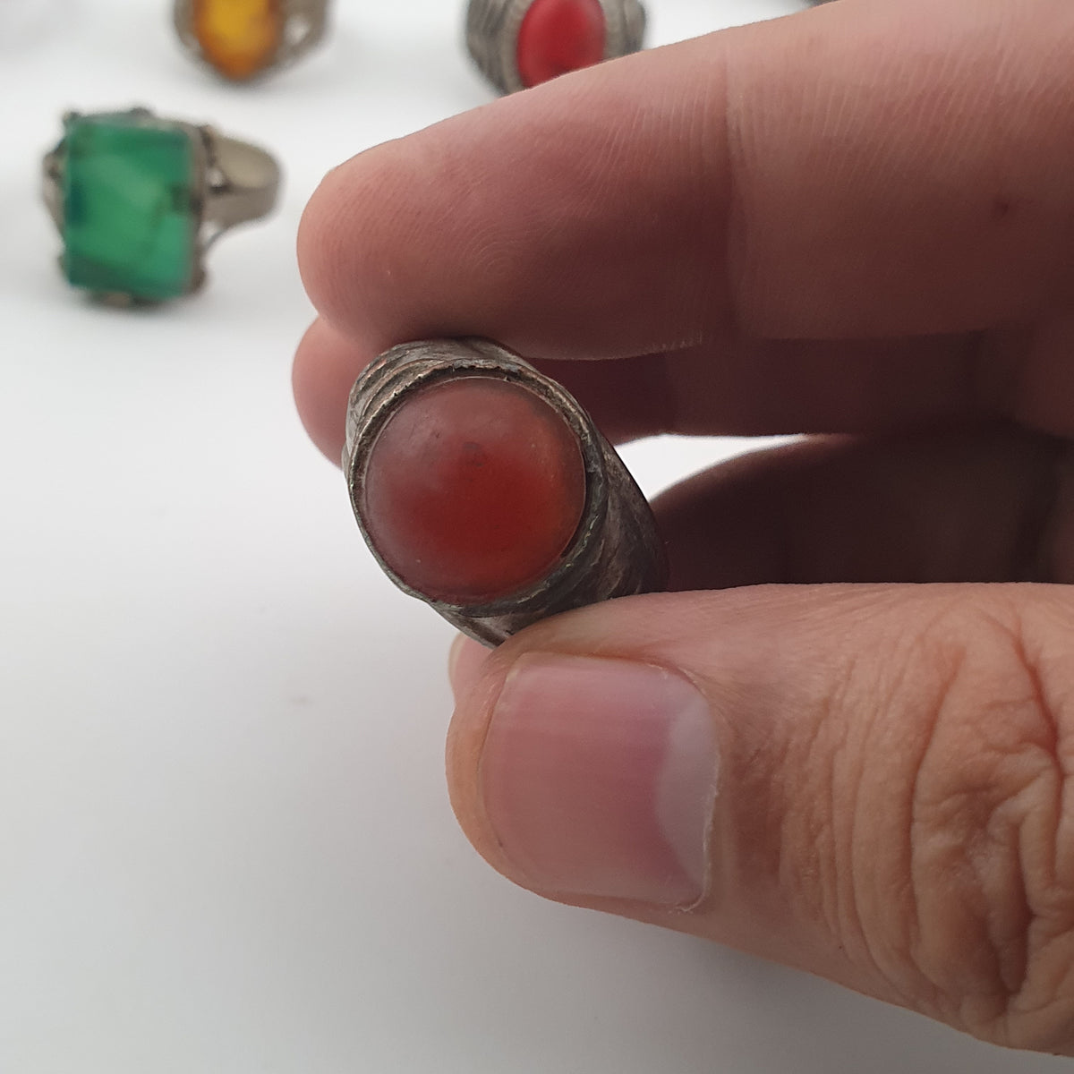15 Boho Antique Rings Mixed Brass, Glass & Stone Designs