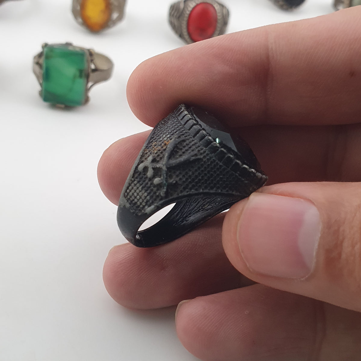 15 Boho Antique Rings Mixed Brass, Glass & Stone Designs