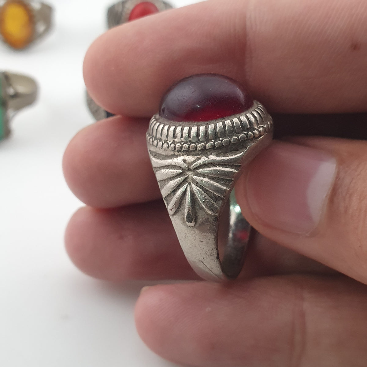 15 Boho Antique Rings Mixed Brass, Glass & Stone Designs