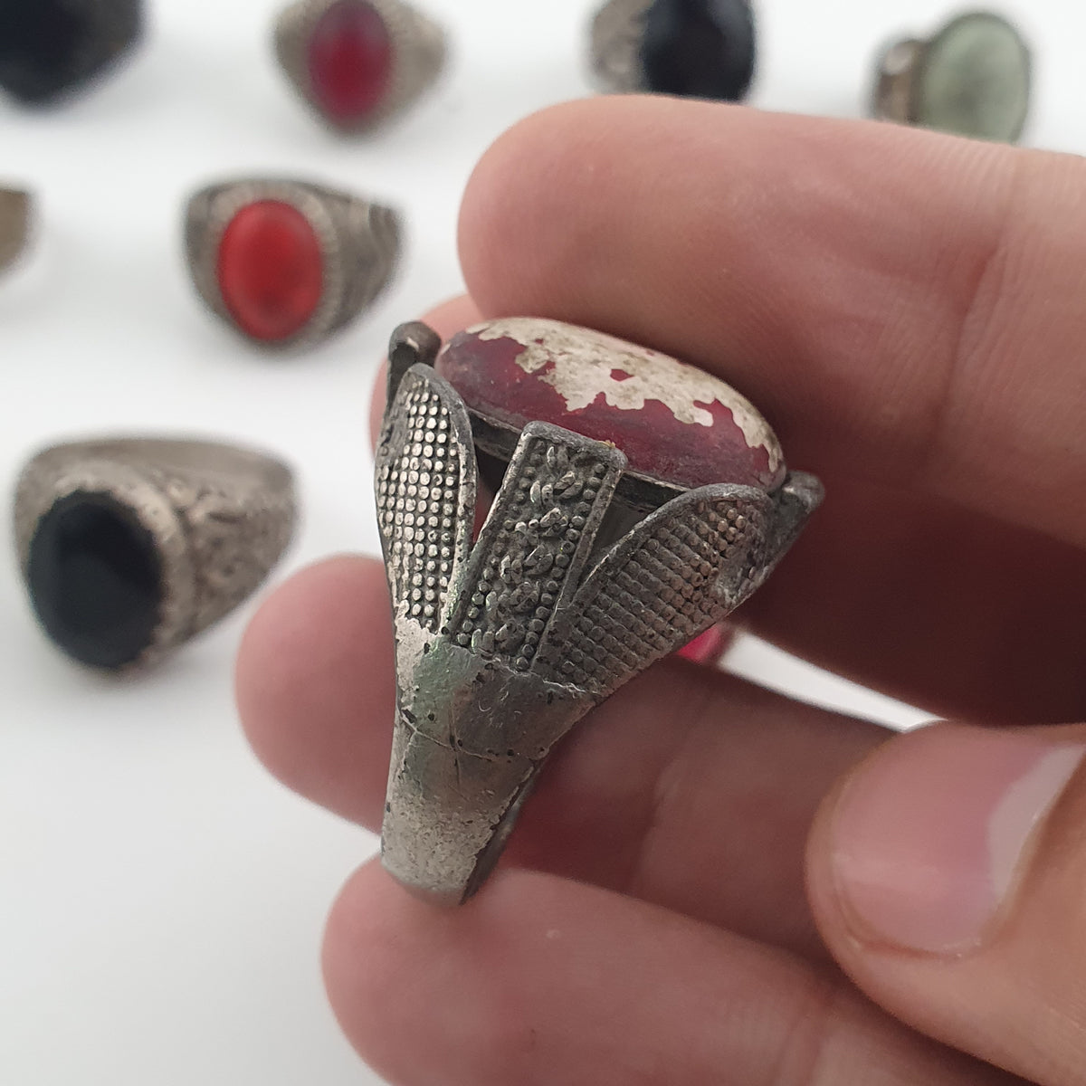 15 Boho Antique Rings Mixed Brass, Glass & Stone Designs