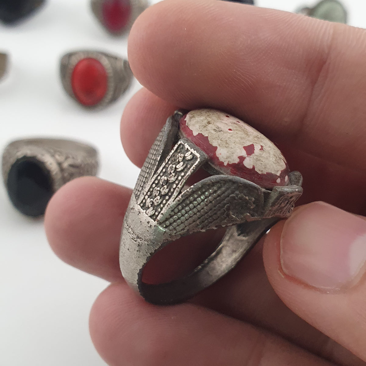15 Boho Antique Rings Mixed Brass, Glass & Stone Designs