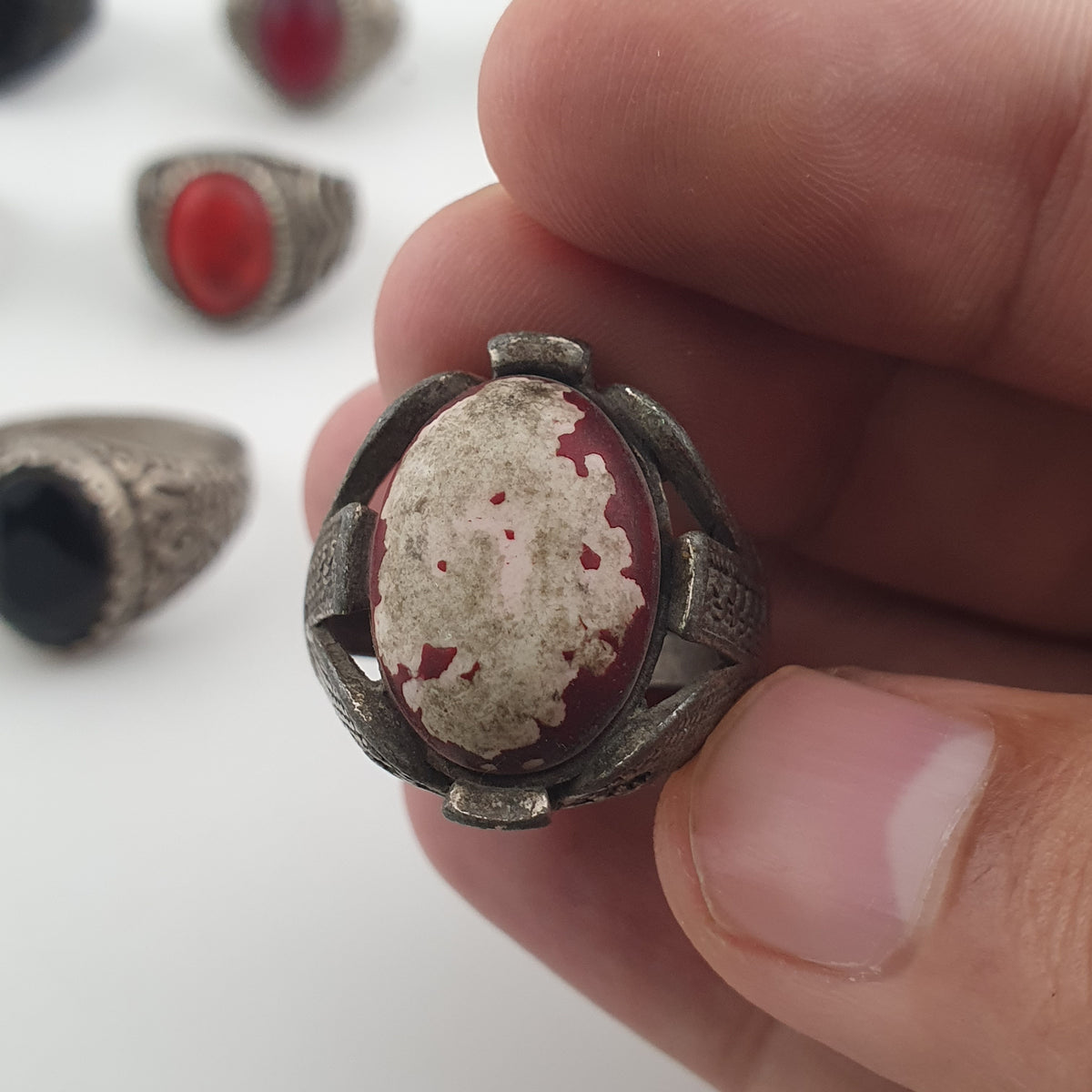 15 Boho Antique Rings Mixed Brass, Glass & Stone Designs