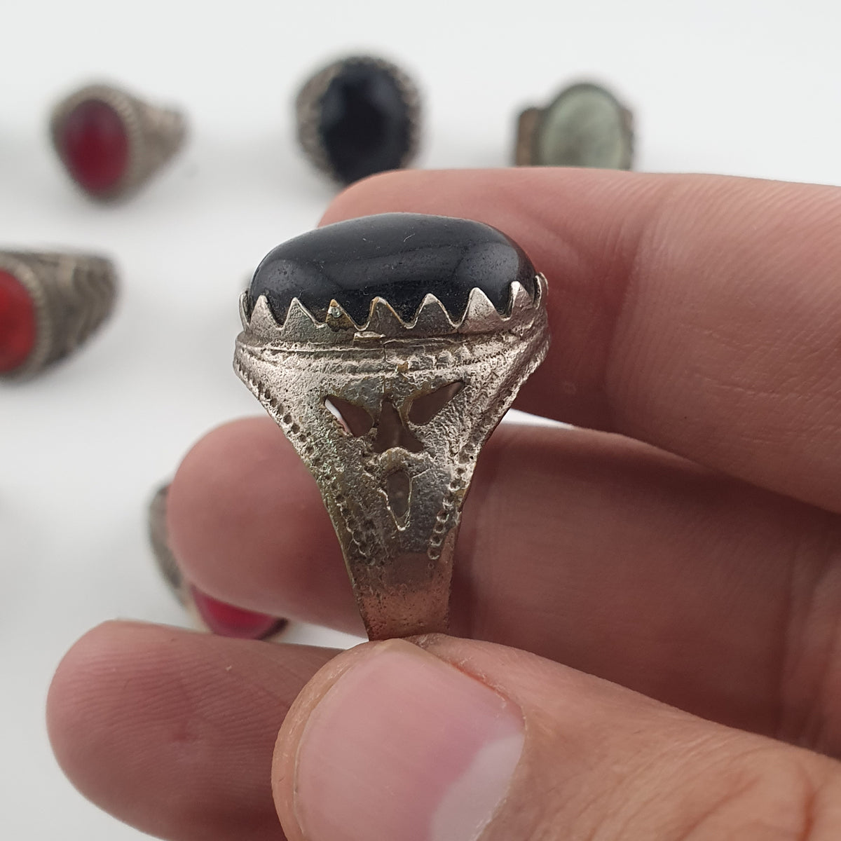 15 Boho Antique Rings Mixed Brass, Glass & Stone Designs