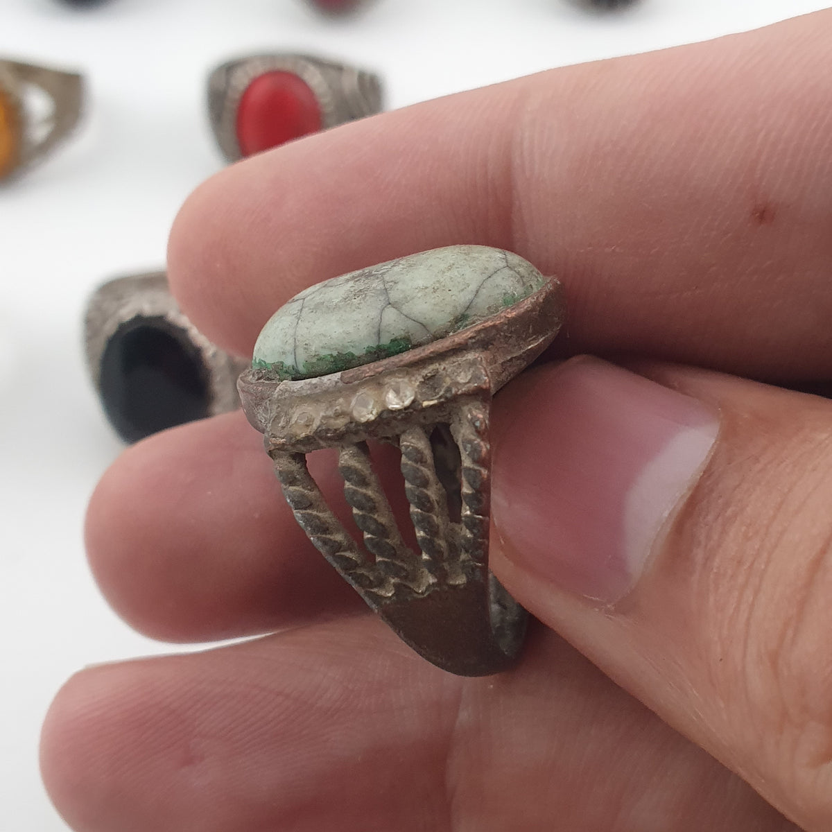 15 Boho Antique Rings Mixed Brass, Glass & Stone Designs