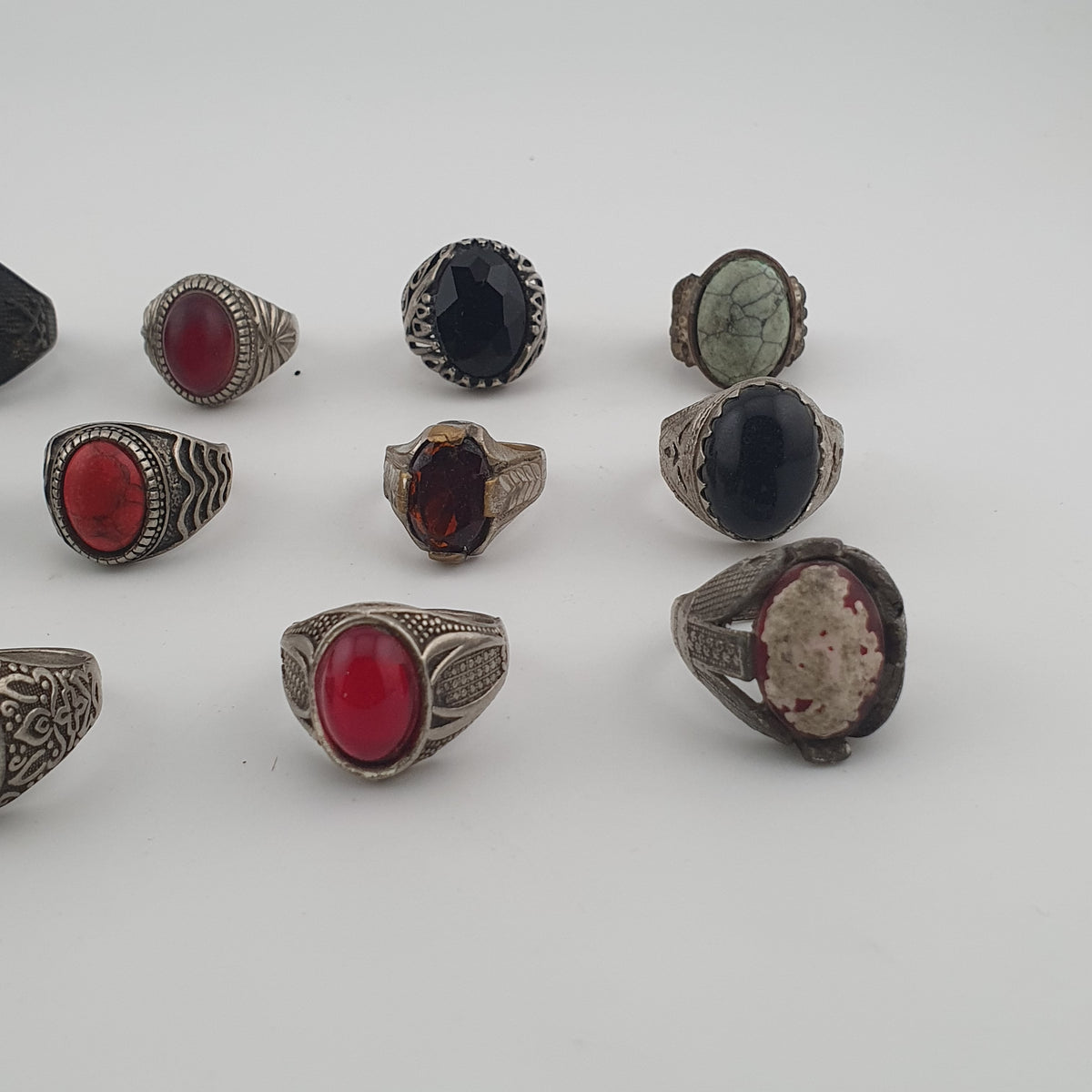 15 Boho Antique Rings Mixed Brass, Glass & Stone Designs
