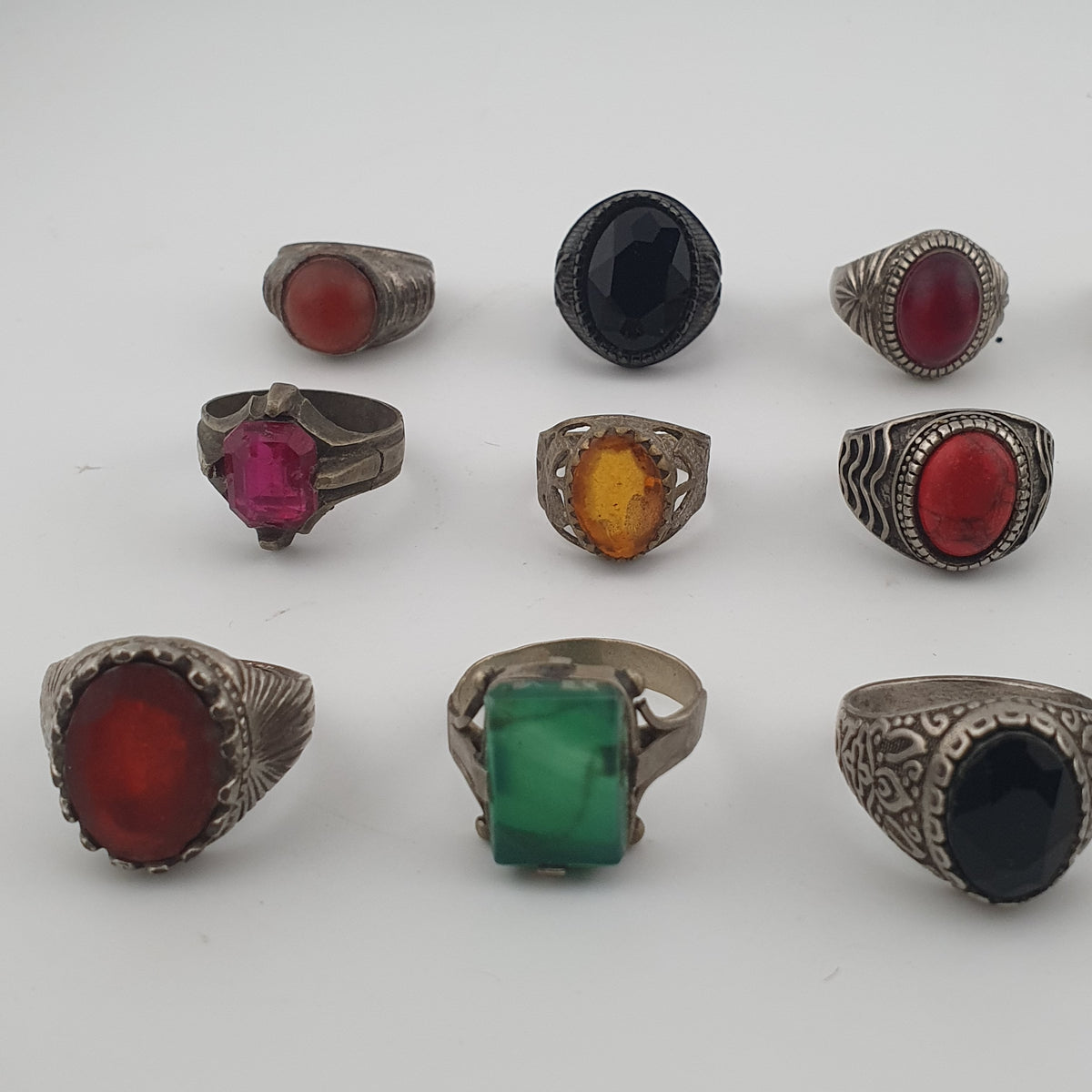 15 Boho Antique Rings Mixed Brass, Glass & Stone Designs