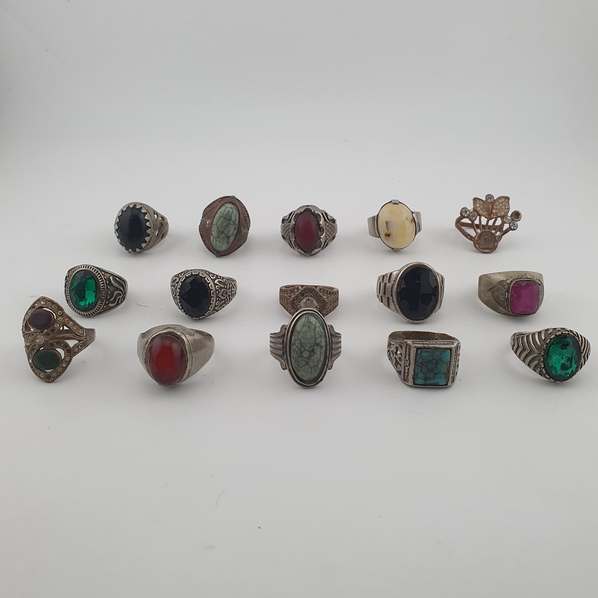 Bohemian Antique Jewellery Bundle 15 Mixed Brass Statement Rings