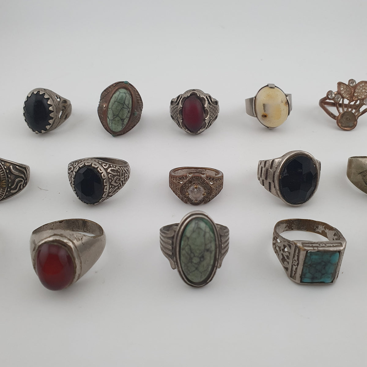 Bohemian Antique Jewellery Bundle 15 Mixed Brass Statement Rings