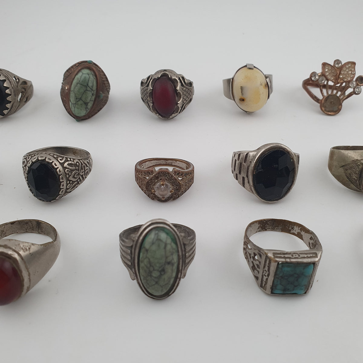 Bohemian Antique Jewellery Bundle 15 Mixed Brass Statement Rings