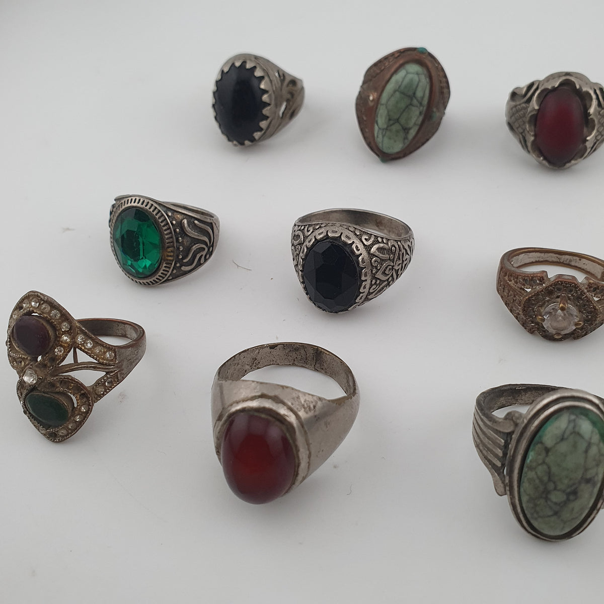 Bohemian Antique Jewellery Bundle 15 Mixed Brass Statement Rings