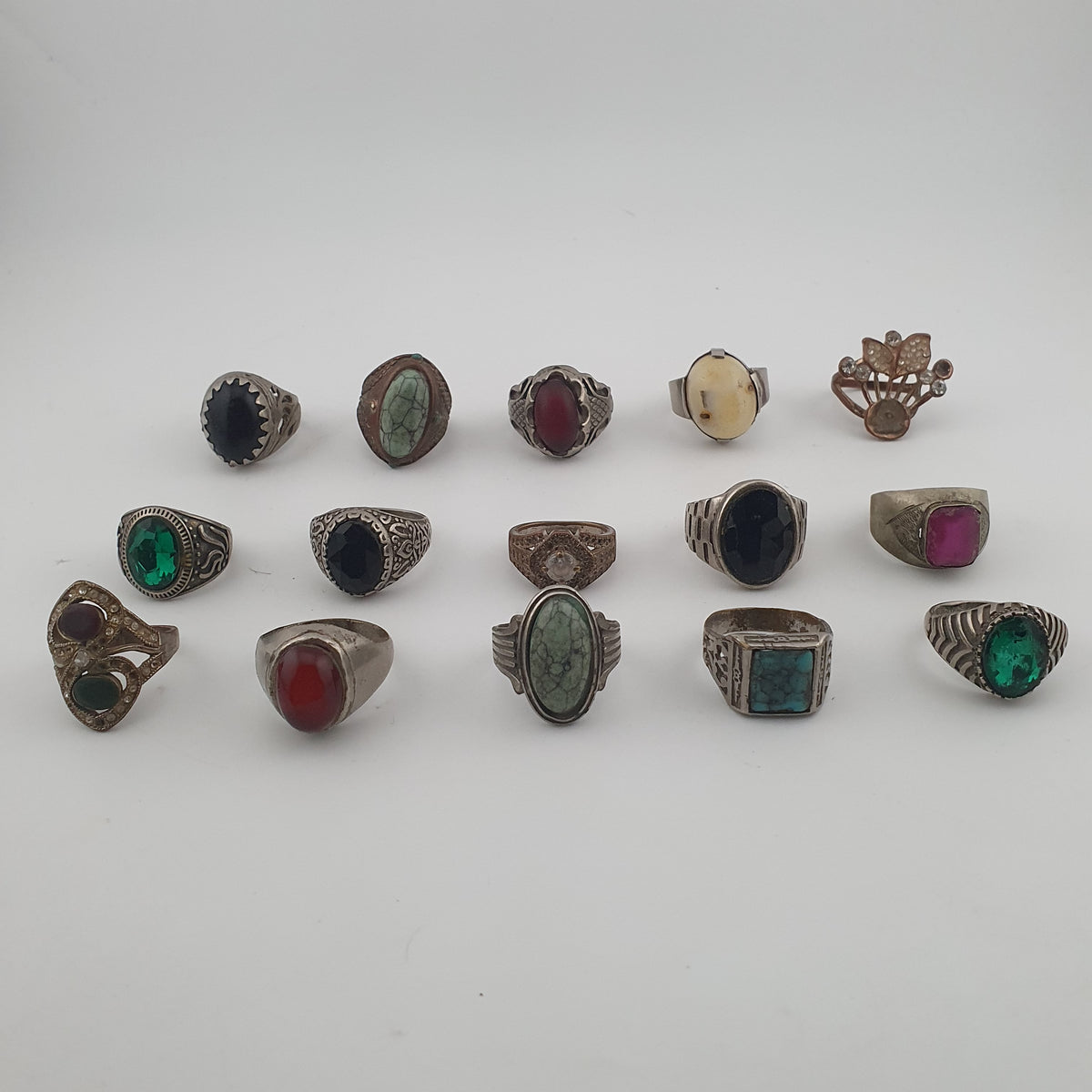 Bohemian Antique Jewellery Bundle 15 Mixed Brass Statement Rings