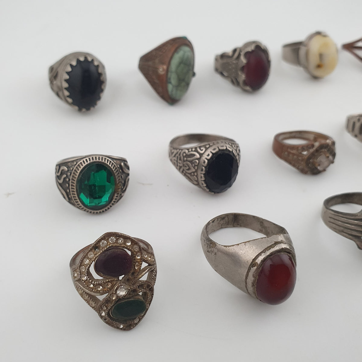 Bohemian Antique Jewellery Bundle 15 Mixed Brass Statement Rings
