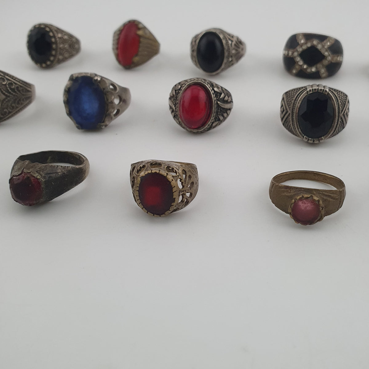 Old World Antique Mixed Brass Artisan Lot of 15 Rings