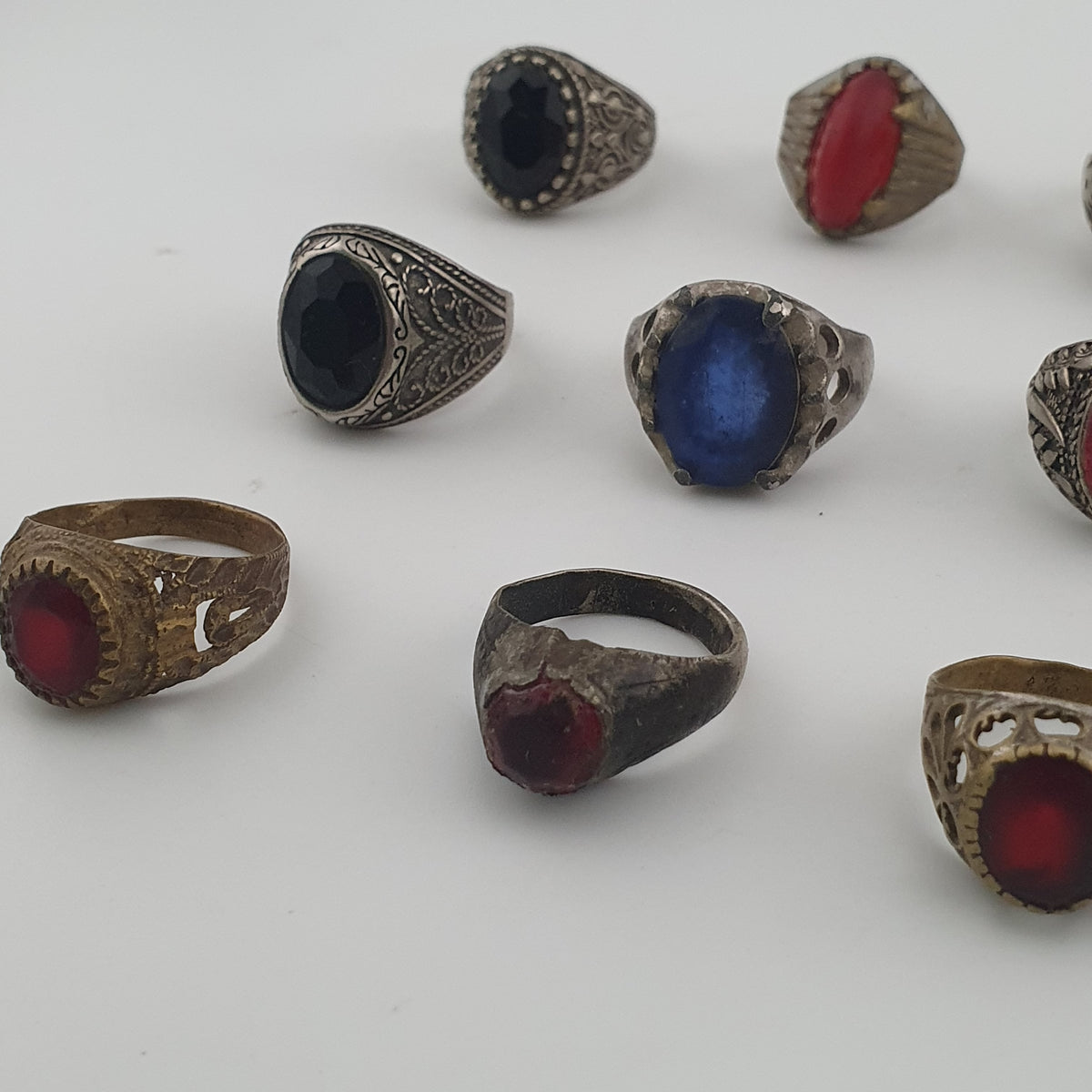 Old World Antique Mixed Brass Artisan Lot of 15 Rings