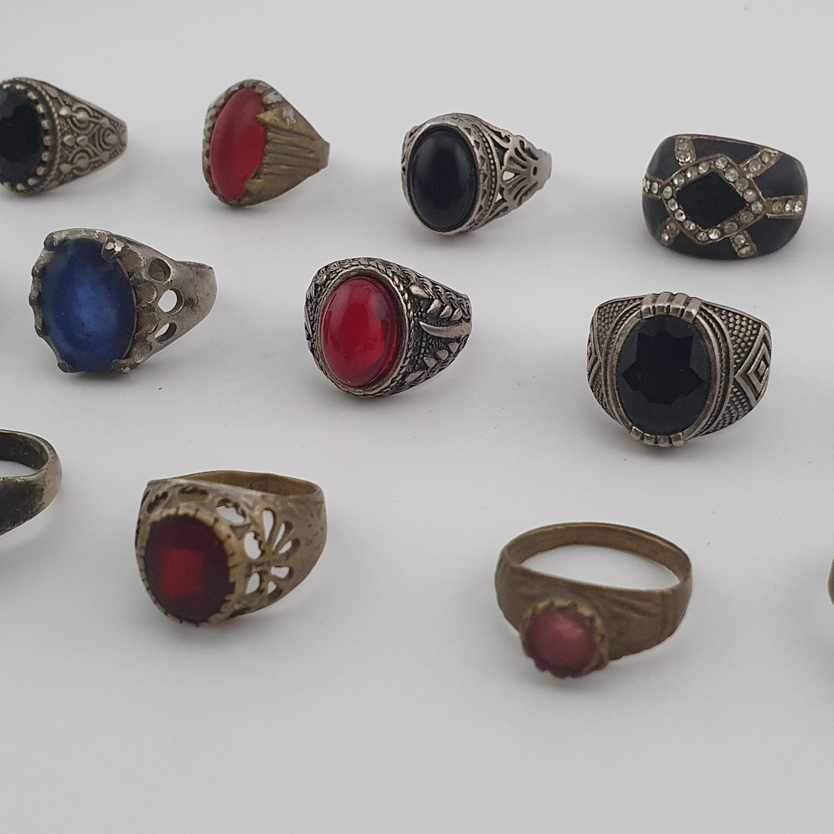 Old World Antique Mixed Brass Artisan Lot of 15 Rings
