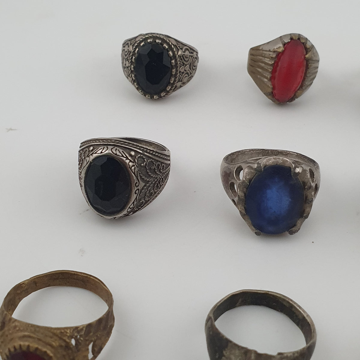 Old World Antique Mixed Brass Artisan Lot of 15 Rings