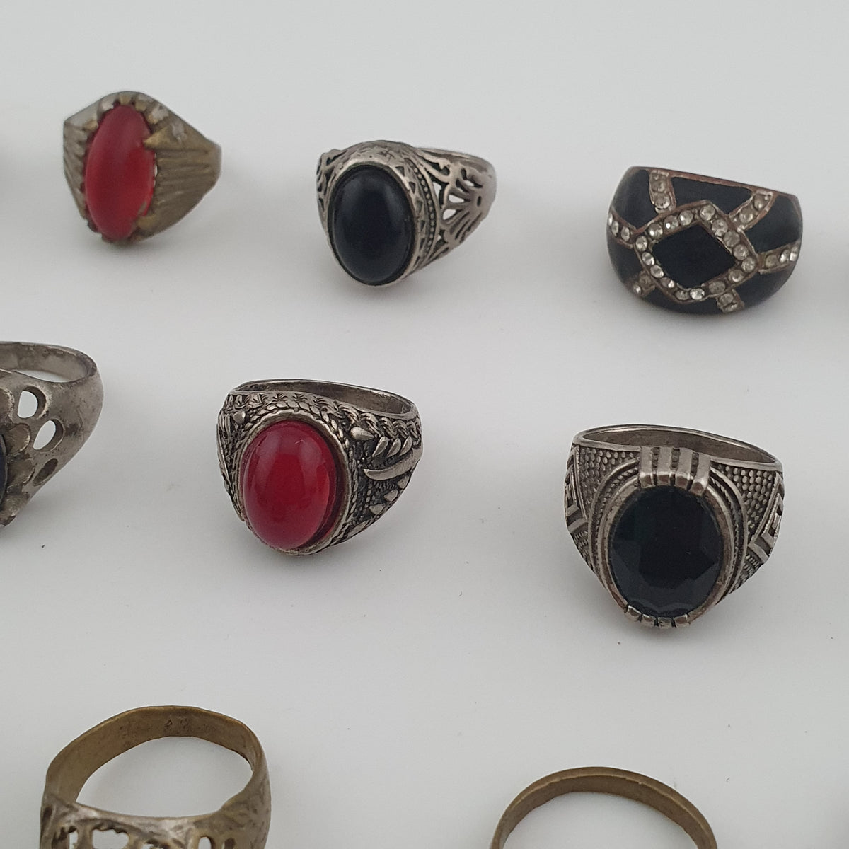 Old World Antique Mixed Brass Artisan Lot of 15 Rings