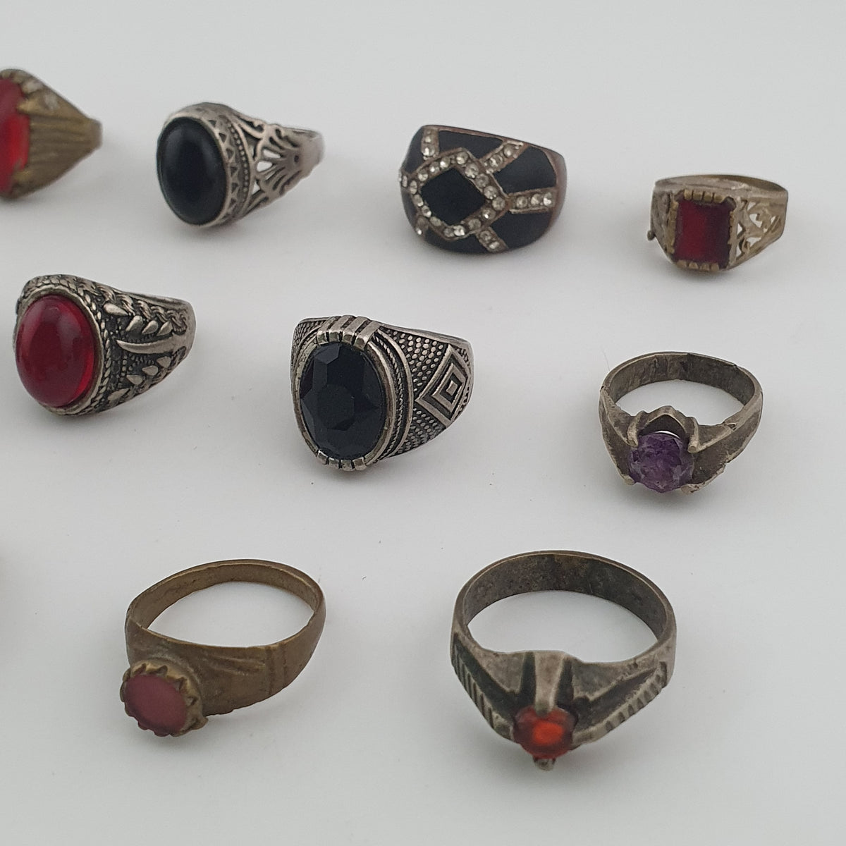 Old World Antique Mixed Brass Artisan Lot of 15 Rings