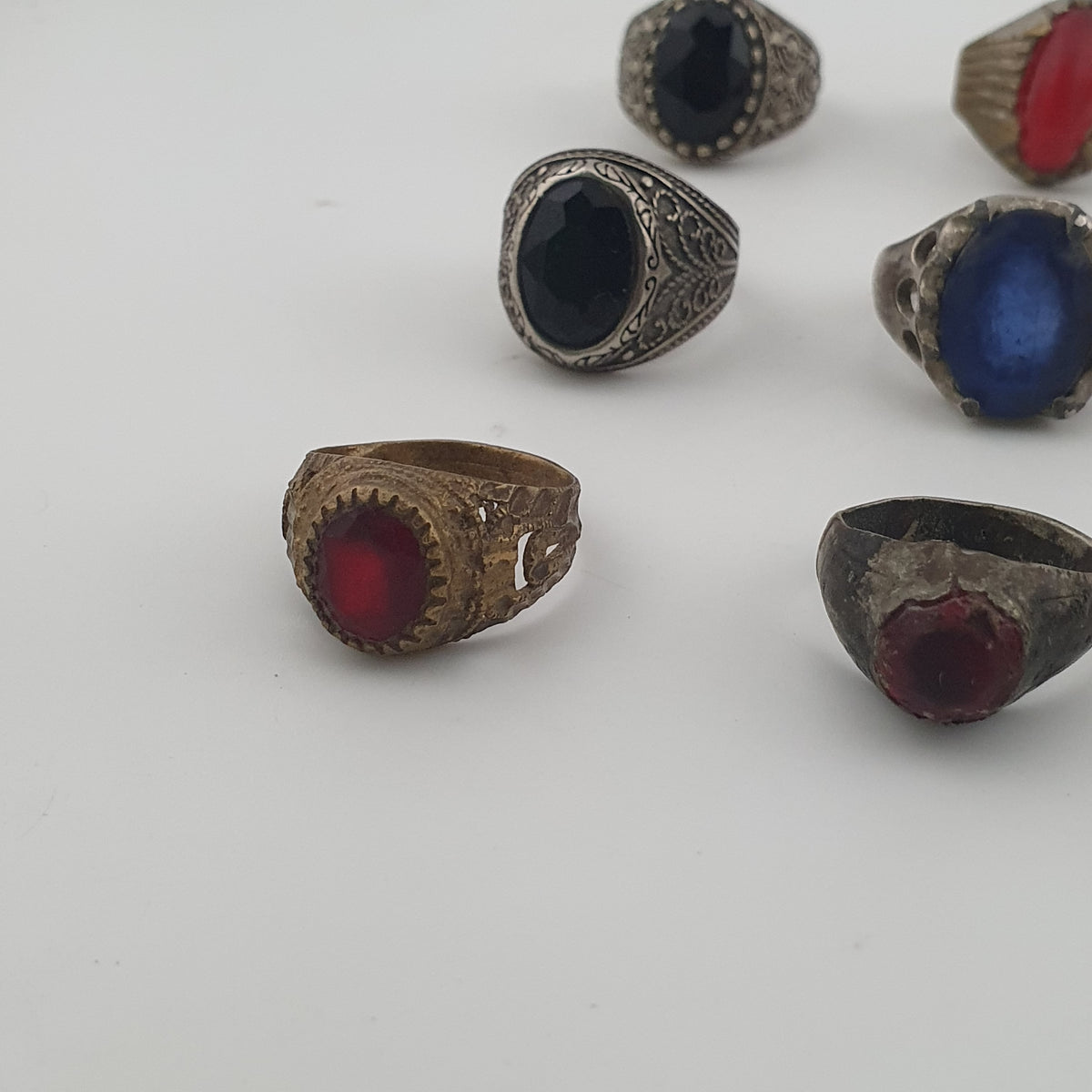 Old World Antique Mixed Brass Artisan Lot of 15 Rings