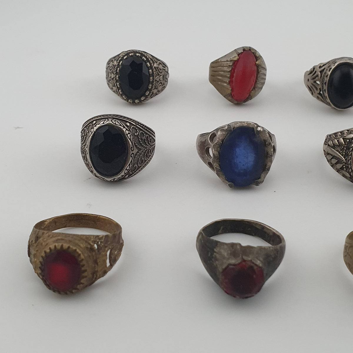 Old World Antique Mixed Brass Artisan Lot of 15 Rings