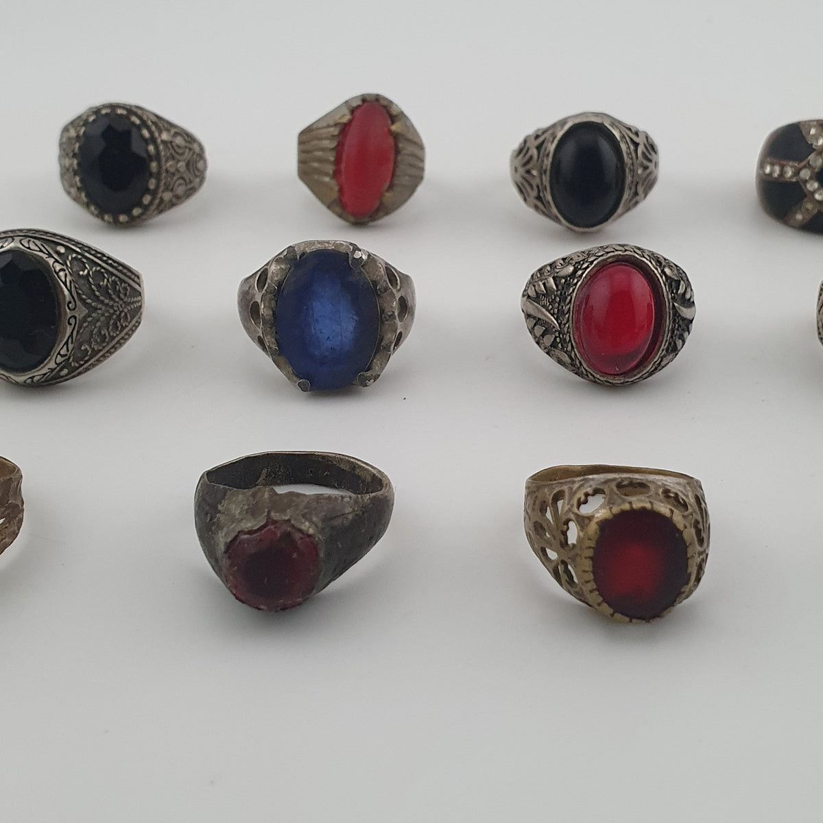 Old World Antique Mixed Brass Artisan Lot of 15 Rings