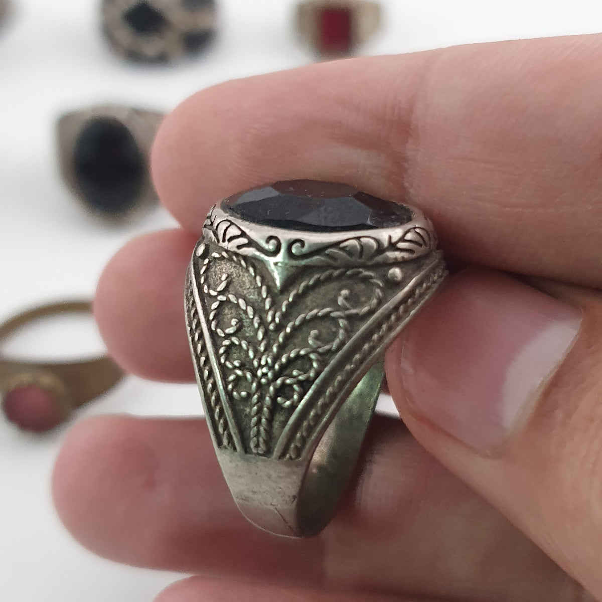 Old World Antique Mixed Brass Artisan Lot of 15 Rings