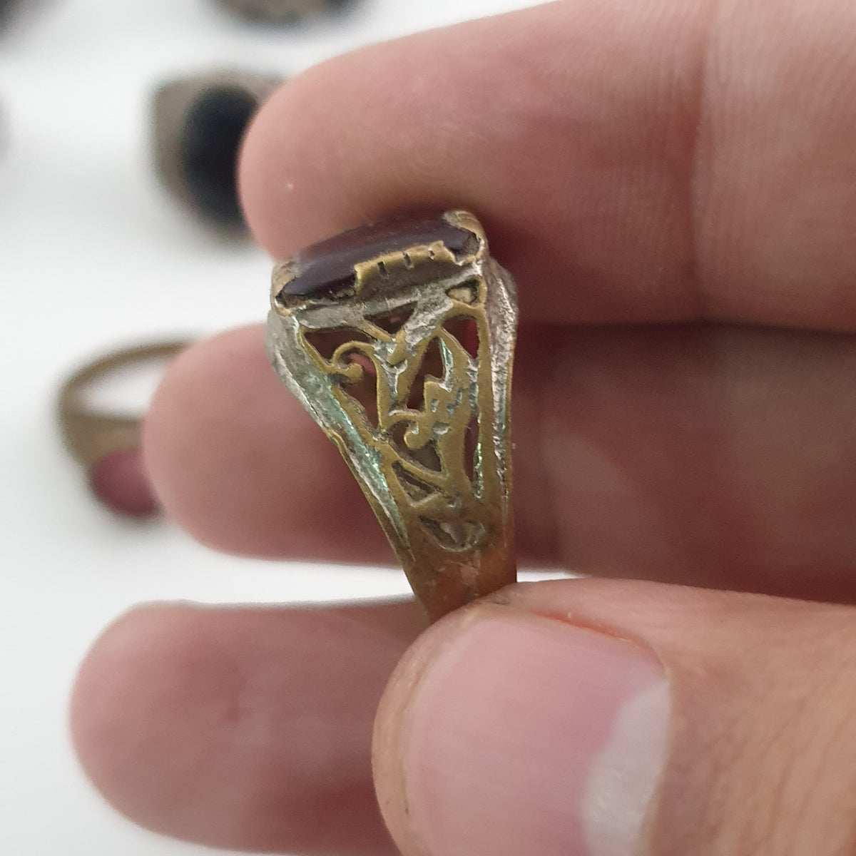 Old World Antique Mixed Brass Artisan Lot of 15 Rings