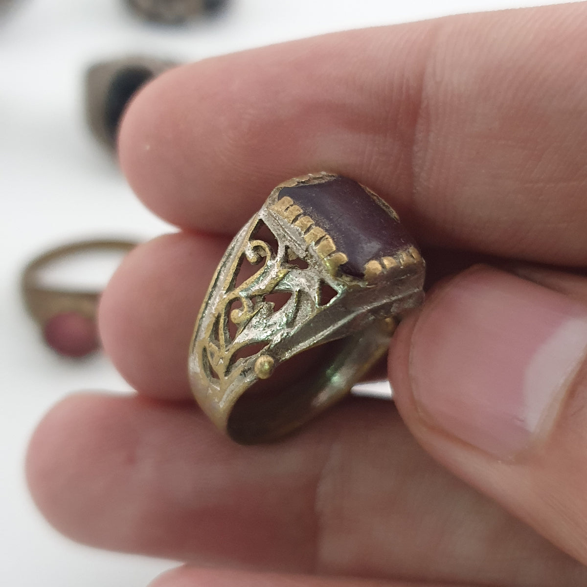 Old World Antique Mixed Brass Artisan Lot of 15 Rings