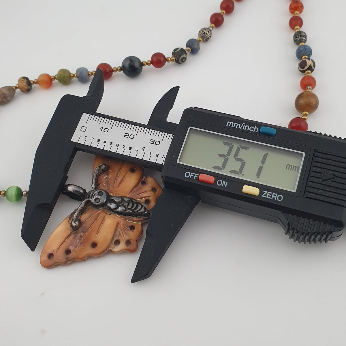 Vintage Mix Agate Gemstones & Bone Beads With 925 Silver Shell Pendant Necklace