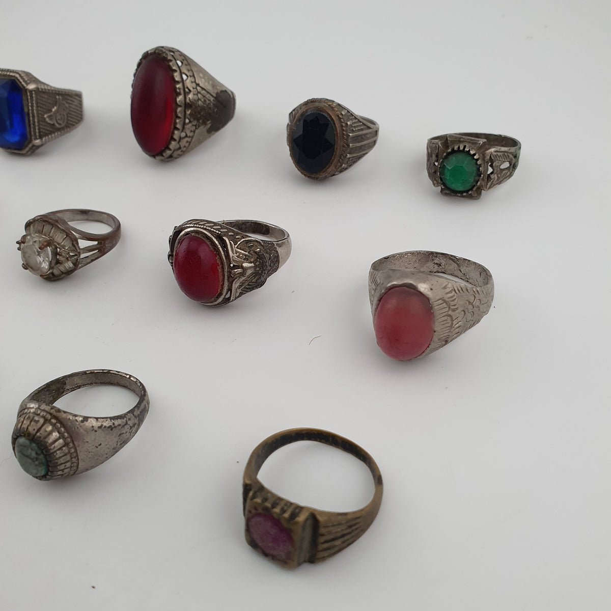 Antique Rustic Boho Brass  15 Lot Ring Collection